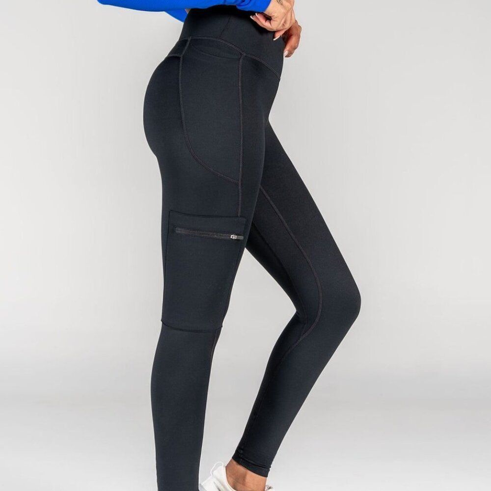 Senita Athletics Lux Cargo Leggings Black Size Small NWT